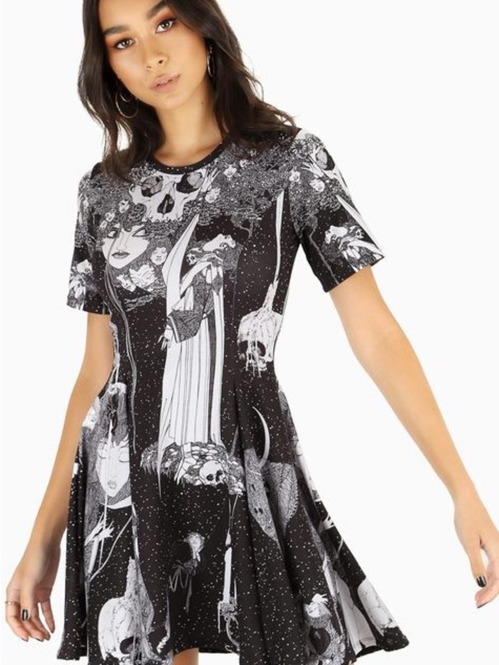 Blackmilk Graphic Short Sleeve Skater Dress